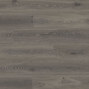 Medium grey oak grain laminate flooring planks