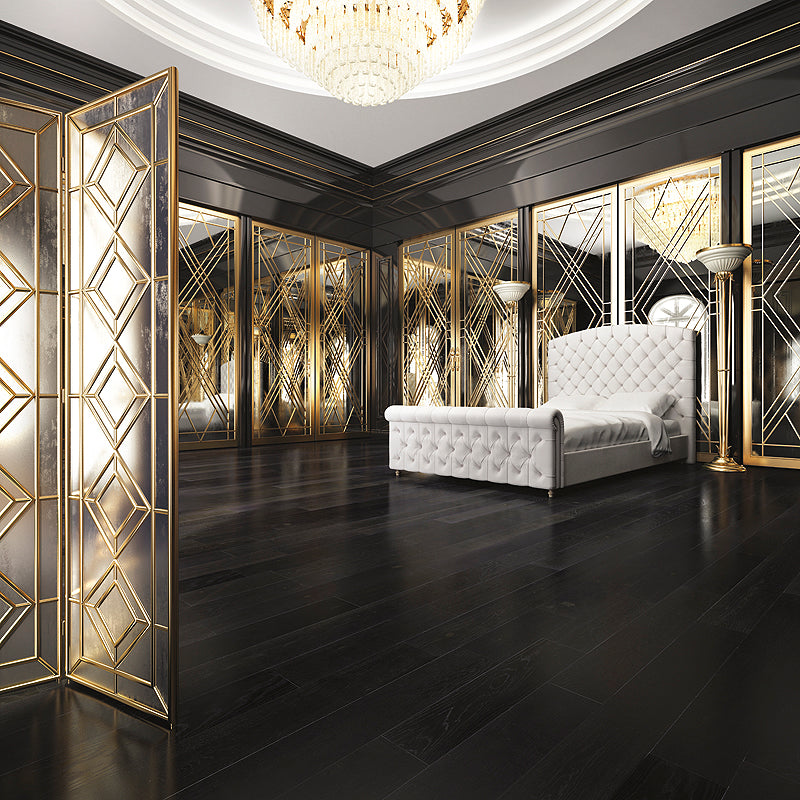 Cosmopolitan Vegas European Oak Hardwood in a Hollywood Regency Bedroom