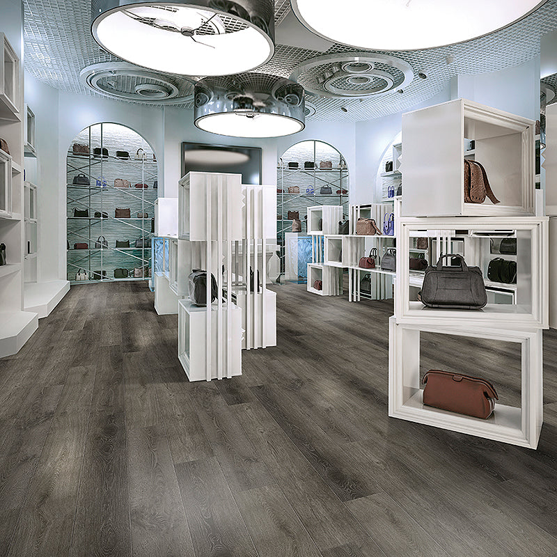 Smoke on the Water Loose Lay Vinyl Flooring from the Journey Collection by Divine installed inside a woman's handbag boutique 
