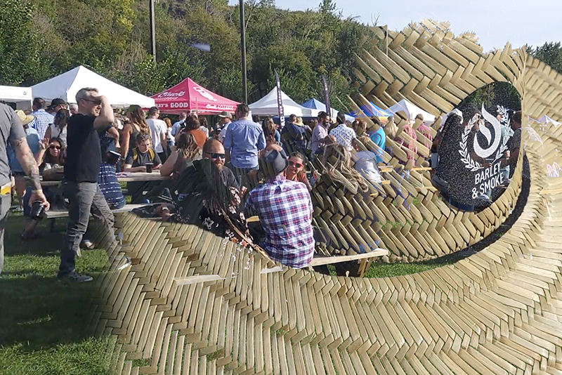 A crowd at the food and beer vendors at Barley and Smoke the annual charity fundraiser event in Calgary 