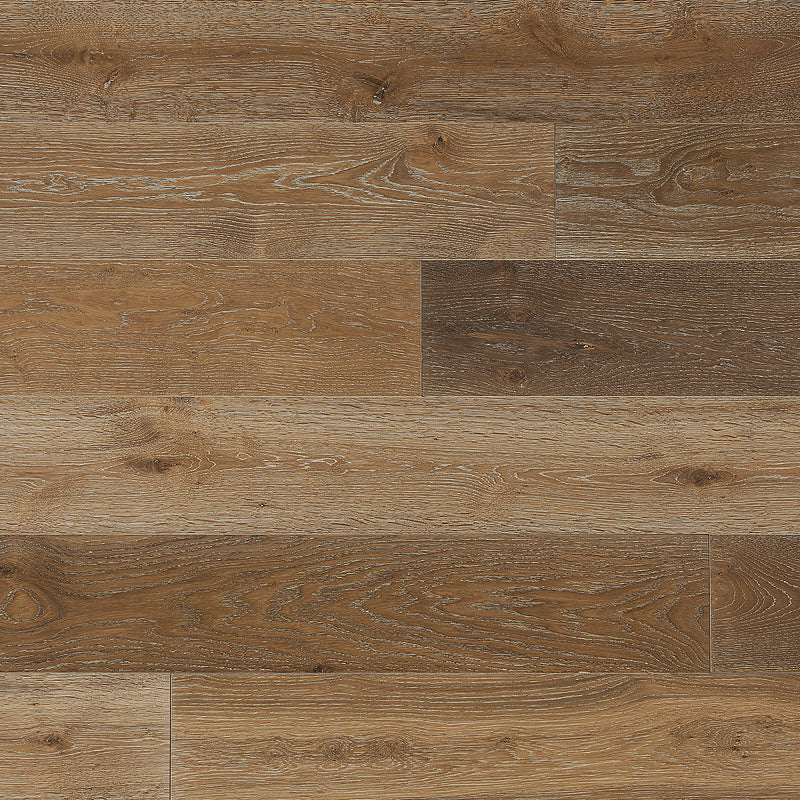 photo of wide planked flooring in caramel mid-tone brown with lighter white grain