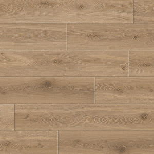 Mid toned oak grain laminate floor is indistinguishable from real wood oak floors