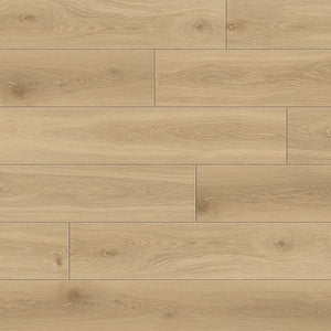 Natural toned oak grain laminate floors are indistinguishable from real wood floors