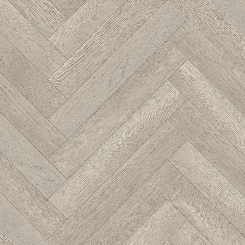 Light wood herringbone patterned flooring with subtle grain texture in soft beige and grey tones.