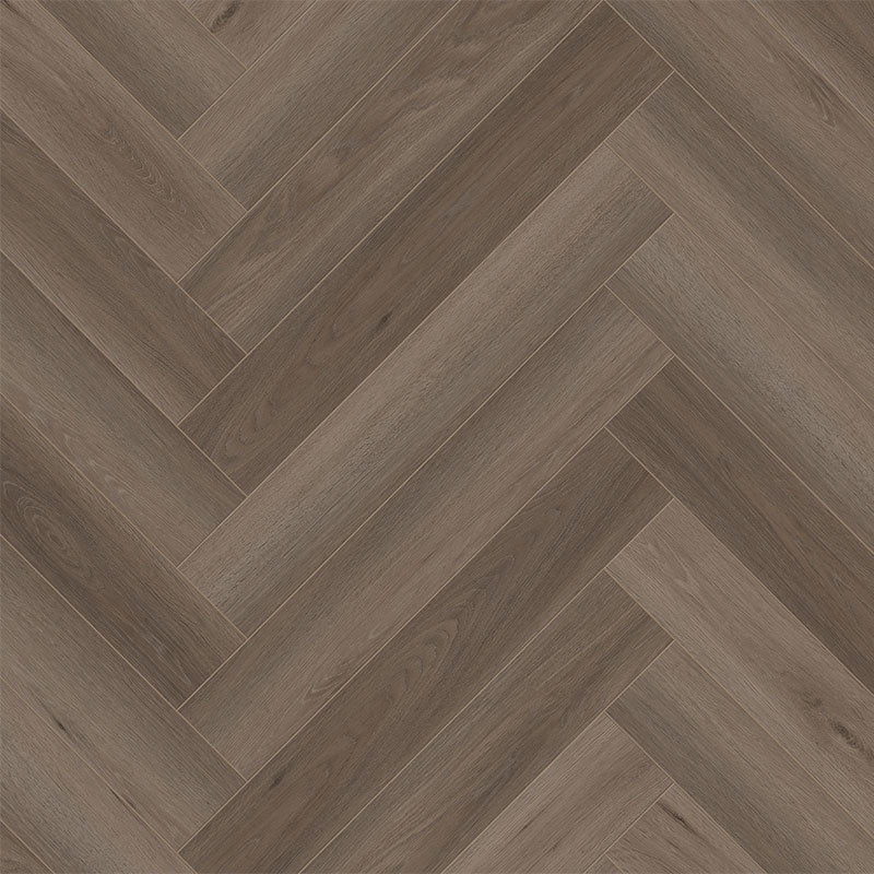 Dark wood herringbone flooring with rich brown tones and natural grain texture.