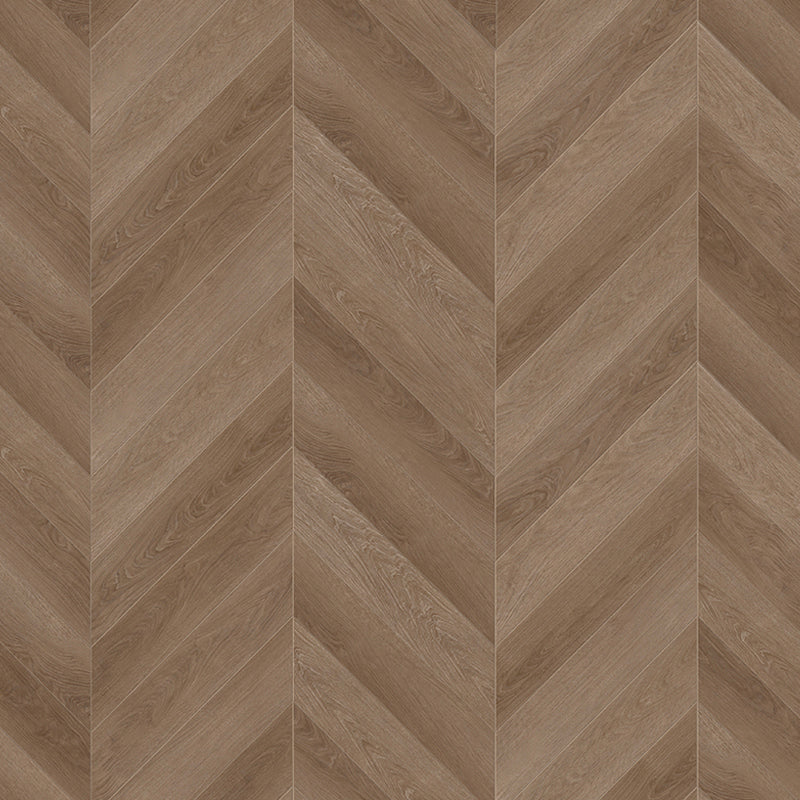 Mid toned oak grain vinyl chevron floor planks