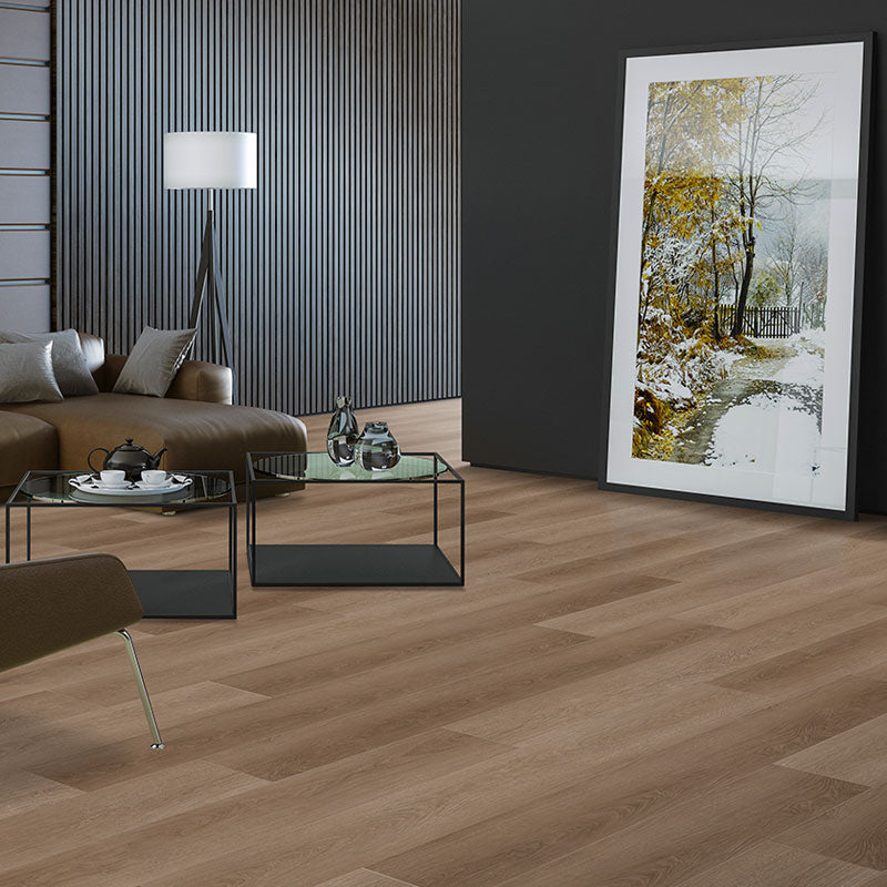 Mid toned oak grain vinyl floor planks