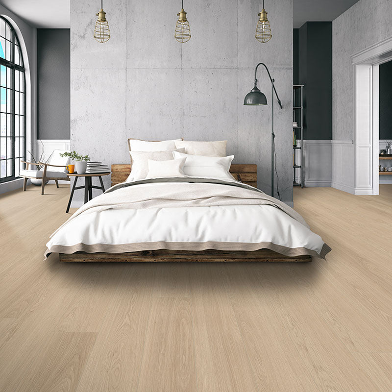 Natural toned oak grain vinyl floor planks
