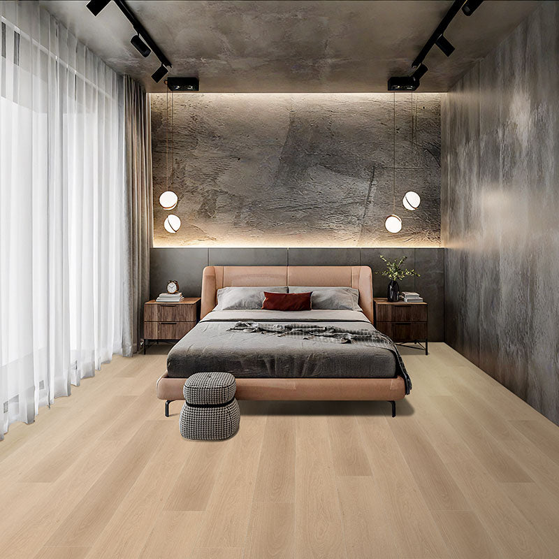 Natural toned oak grain vinyl floor planks