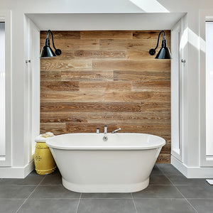 Cosmopolitan Malibu European Oak Hardwood installed in bathroom feature wall