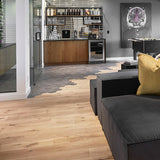 Farmhouse Vernazza European Oak Hardwood installed with tile transitions