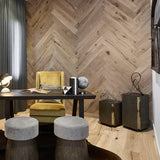 Farmhouse Vernazza European Oak Hardwood in Herringbone Used as a Feature Wall