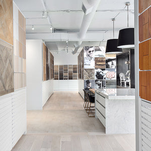 Cosmopolitan Zamboni European Oak Hardwood installed in the Vancouver Showroom of Divine Flooring