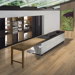 Cosmopolitan Scantily Clad European Oak Hardwood in Contemporary Kitchen