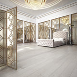 Cosmopolitan Icicle European Oak Hardwood in a Hollywood Regency Bedroom